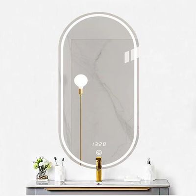 Zilveren lenzen Materiaal Touch Control Led Retail Beat-room Mirror voor thuis badkamer
