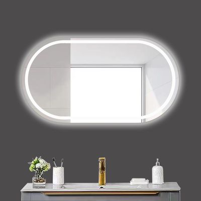 Zilveren lenzen Materiaal Touch Control Led Retail Beat-room Mirror voor thuis badkamer