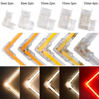 90 graden L-vormige kristallen gesp voor COB LED Strip Connector naadloos 2/3pin 5/8/10mm