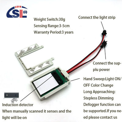 DC12V Smart Hand Led Light Eén/Drie Kleuren Spiegel Handmatig Scannen Dimming Control Niet-Touch Sensor Switch