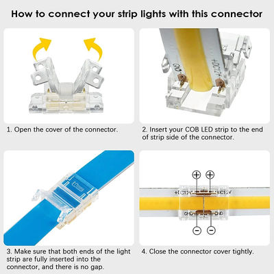 Onbeperkte LED-dichtheidsmeting COB LED-connectoren van band tot draad voor 5 8 10 mm-verbinding
