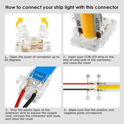 4-pins 10 mm LED-stripconnector Kristallen gesp Soldeerloze verlengterminaladapter
