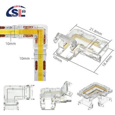 Transparante 2pin 8mm 10mm Crystal Clip Wire L Type COB LED Strip Connector L Shape 90 graden hoek connector