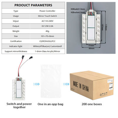 36W Single Color LED Defogger met Smart Double Key Touch Dimmer Switch DC12V/5A Input