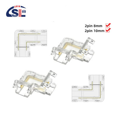 5mm 8mm 10mm LED-bandconnector L-vorm Dual End Single End Transparent Herbruikbaar IP20