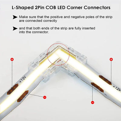 5mm 8mm 10mm LED-bandconnector L-vorm Dual End Single End Transparent Herbruikbaar IP20