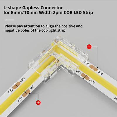 5mm 8mm 10mm LED-bandconnector L-vorm Dual End Single End Transparent Herbruikbaar IP20