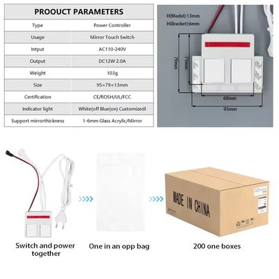 24W Smart LED Dual Touch Dimming Sensor met ingebouwde stroomvoorziening voor enkel/drie-kleurige controle en ontdooiing
