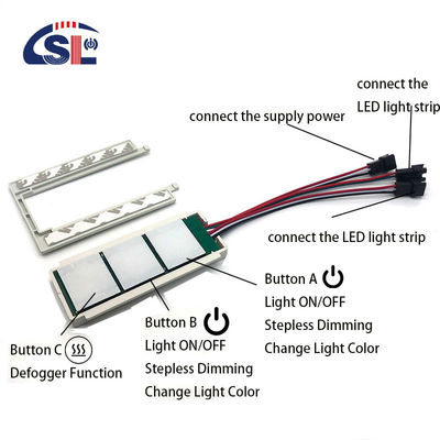 60W Smart Drie knoppen Stepless Dimming Mirror Touch Sensor Control Switch voor badkamer LED Mirror Defogger