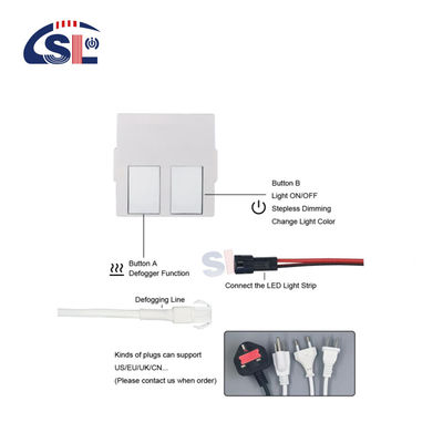 110V 240VAC Dubbele sleutels Badkamer Led verlichting Eén/drie kleuren Aan/uit Dimmer Touch Sensor Switch