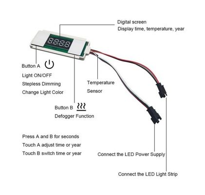 LED ON/OFF/Dimmer Function 12V 5A 60W Touch Sensor Switch voor badkamerspiegel