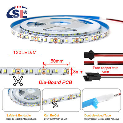 DC12V 24V SMD2835 120D 8mm 4000K Ra70 Die-Cutting Board LED lichtstrips voor badkamer vanities spiegels