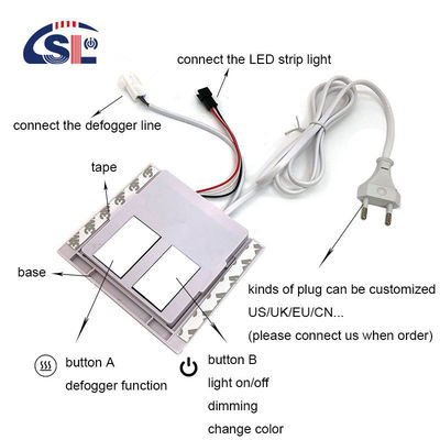 Dimmingniveau Ja DC 12V 2A 24W Dubbelknop aanraaksensor voor slimme LED-spiegel