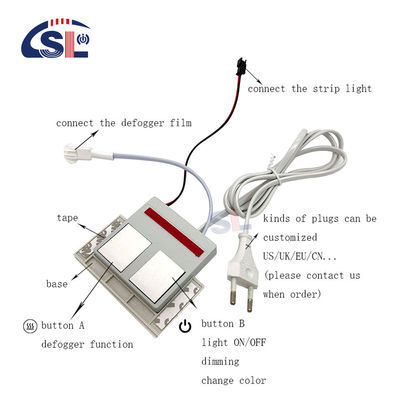 12W kleine dubbele toetsen dimmer touch sensor schakelaar voor badkamer spiegel defogger max. 1A