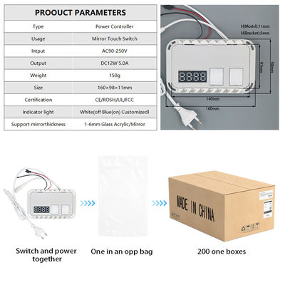 1-6mm Sensorbereik Touch Sensor Switch voor Smart Mirrors DC12V Output SL Muti-functie