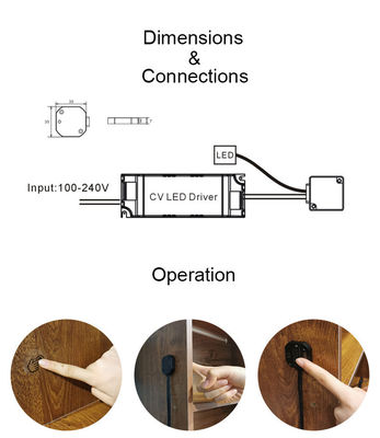 DC12V houten bord slimme LED dimmer hand touch sweep schakelaar voor kast DC12V uitgang