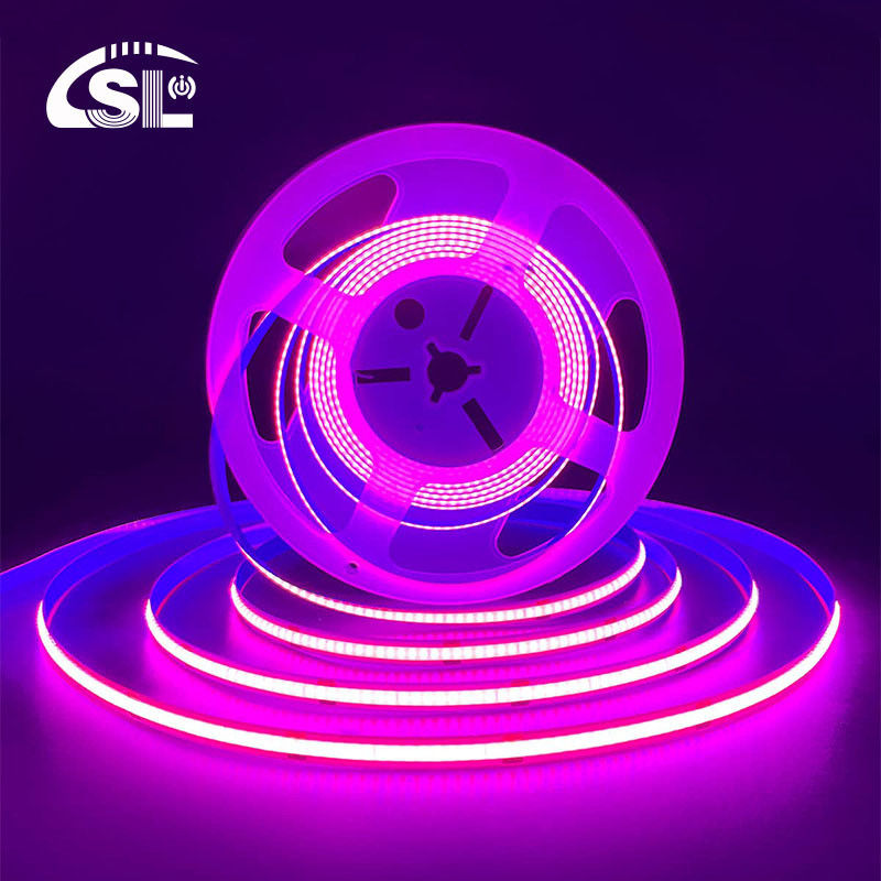 Hoge helderheid COB Led Strip Light CE RoHs IP20 Ra90 8mm Breedte 12V 24V 320Leds Roze