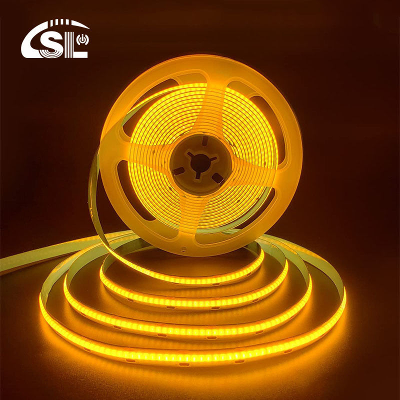 Hotel House COB LED Strip Light CE RoHs IP20 Ra90 8mm Breedte 12V 24V Gouden Geel