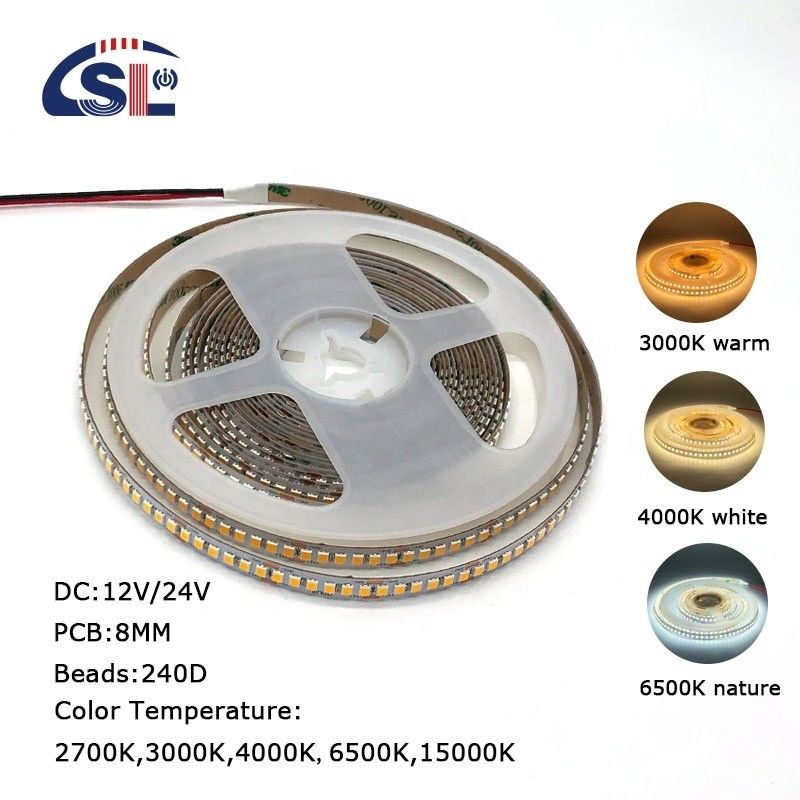 LED-stripverlichting voor binnen 12v24v 240 leds 8 mm 2700k 3000k 4000k 6500K Flexibel galvaniseren SMD2835