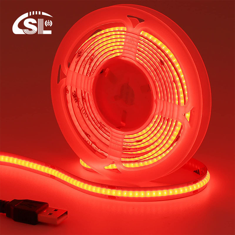 12V Dimmable Red COB LED Strip Light voor binnen- en buitenversiering 8mm 320 LED's