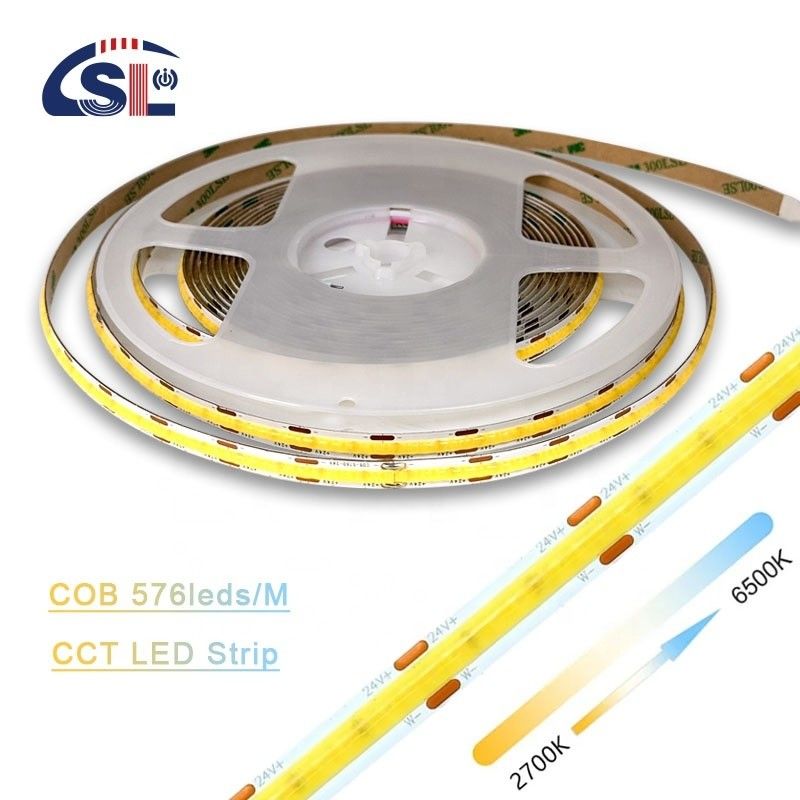 Flexible Ribbon 576 LEDs/m 12V 24V DC 2 Wire CCT COB Strip Light voor verlichtingsprojecten
