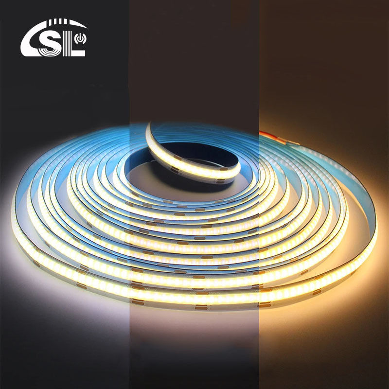 12v24v 8mm 608leds 3000K 4000K 6500K CCT Elektroplate Dual Color COB Led Strip Light