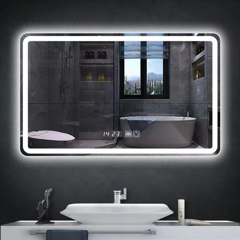 Vierkante wand gemonteerde LED badkamerspiegel met lichten 3000-6000K Dimming Anti-fog