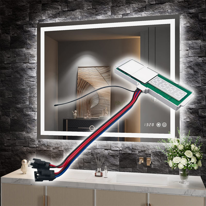 LED-spiegeldefoeger met tijd-temperatuurdisplay aanraaksensor staploze dimmerschakelaar 5A 60W
