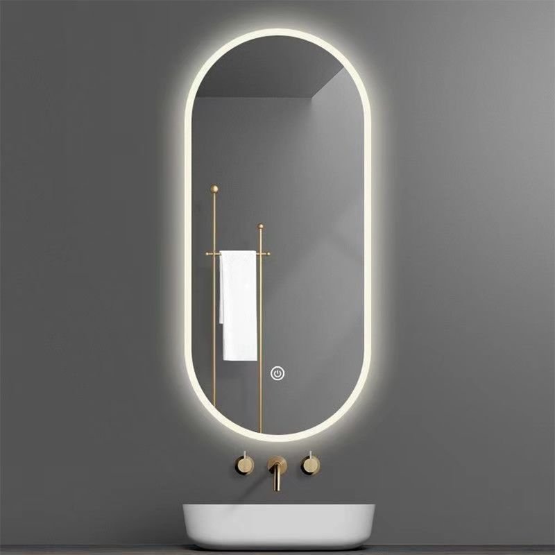 Zilveren lenzen Materiaal Touch Control Led Retail Beat-room Mirror voor thuis badkamer