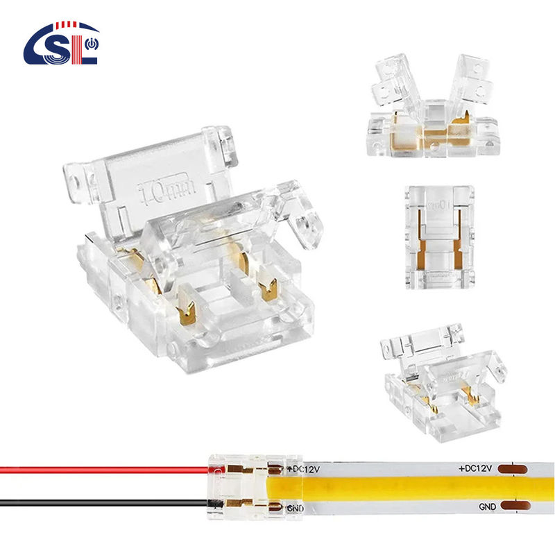 Waterdichte IP20 COB LED-strookconnectoren voor 8 mm 10 mm strook op strook L-vormig plastic