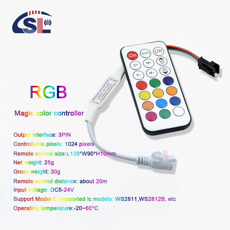 120lm/w Ondersteuning IC Type 12V 21Keys RF Remote Digital LED Controller voor WS2811 WS2812
